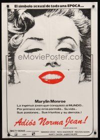 3x041 GOODBYE NORMA JEAN Venezuelan '76 Misty Rowe, great close up art of sexiest Marilyn Monroe!