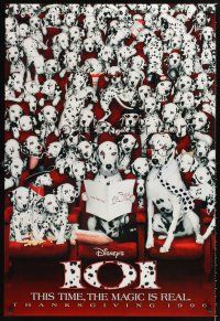 3y001 101 DALMATIANS teaser DS 1sh '96 Walt Disney live action, dogs in theater!