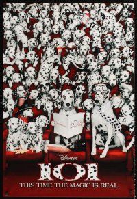 3y002 101 DALMATIANS int'l teaser 1sh '96 Walt Disney live action, dogs in theater!