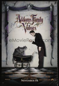 3y023 ADDAMS FAMILY VALUES advance DS 1sh '93 great image of Lurch with baby carriage!