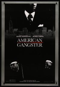 3y042 AMERICAN GANGSTER teaser DS 1sh '07 close-up of Denzel Washington, Ridley Scott directed!
