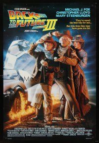 3y059 BACK TO THE FUTURE III DS 1sh '90 Michael J. Fox, Chris Lloyd, Zemeckis, Drew Struzan art!