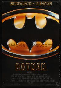 3y067 BATMAN 1sh '89 Michael Keaton, Jack Nicholson, directed by Tim Burton!