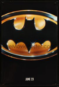 3y068 BATMAN glossy teaser 1sh '89 Michael Keaton, Jack Nicholson, directed by Tim Burton!
