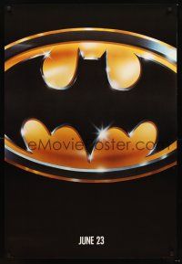 3y069 BATMAN matte teaser 1sh '89 Michael Keaton, Jack Nicholson, directed by Tim Burton!