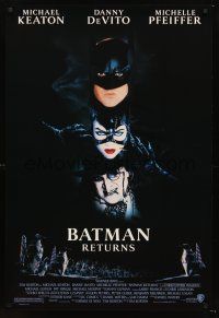 3y074 BATMAN RETURNS 1sh '92 Michael Keaton, Danny DeVito, Michelle Pfeiffer, Tim Burton