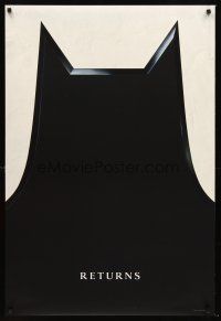 3y076 BATMAN RETURNS teaser DS 1sh '92 cool image of batman's cowl!