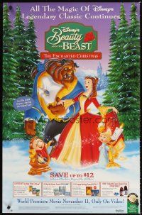 3y080 BEAUTY & THE BEAST: THE ENCHANTED CHRISTMAS video advance 1sh '97 Robby Benson!