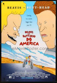3y081 BEAVIS & BUTT-HEAD DO AMERICA advance DS 1sh '96 Mike Judge MTV cartoon!