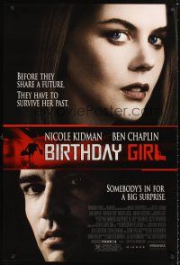 3y094 BIRTHDAY GIRL 1sh '01 huge close up of Nicole Kidman & Ben Chaplin!