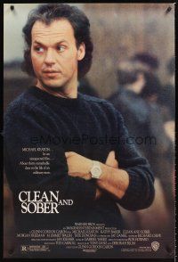 3y164 CLEAN & SOBER 1sh '88 former drug addict Michael Keaton kicks the habit!