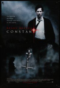 3y180 CONSTANTINE advance DS 1sh '05 cool image of Keanu Reeves w/cross gun!