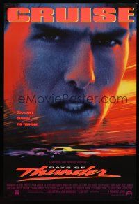 3y232 DAYS OF THUNDER 1sh '90 super close image of angry NASCAR race car driver Tom Cruise!
