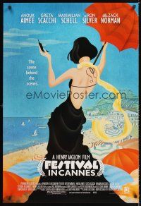 3y312 FESTIVAL IN CANNES 1sh '01 Anouk Aimee, artwork of sexy woman at the beach!