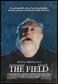 3y318 FIELD 1sh '90 Jim Sheridan directed, cool image of Richard Harris in the rain!