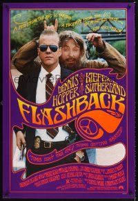 3y328 FLASHBACK 1sh '90 hippie Dennis Hopper & uptight Kiefer Sutherland!