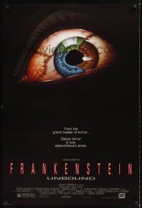 3y348 FRANKENSTEIN UNBOUND 1sh '90 Roger Corman, cool stitched eyeball art by Christian!