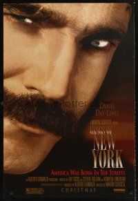 3y376 GANGS OF NEW YORK advance 1sh '02 Martin Scorsese, close-up of Daniel Day-Lewis!