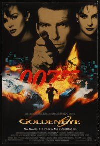 3y391 GOLDENEYE DS 1sh '95 Pierce Brosnan as secret agent James Bond 007, Isabella Scorupco!