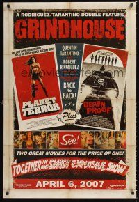 3y411 GRINDHOUSE advance DS 1sh '07 Rodriguez & Tarantino, Planet Terror & Death Proof!