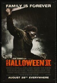 3y418 HALLOWEEN II advance DS 1sh '09 creepy Michael Myers with knife about to stab someone!