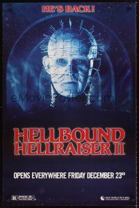 3y442 HELLBOUND: HELLRAISER II teaser 1sh '88 Clive Barker, Pinhead's back!