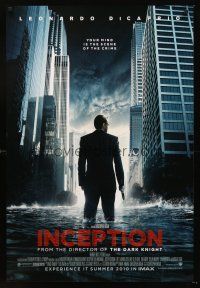 3y472 INCEPTION IMAX advance DS 1sh '10 Christopher Nolan, Leonardo DiCaprio standing in water!