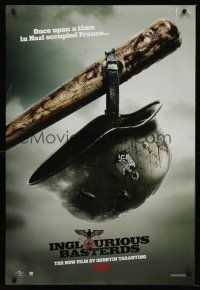 3y485 INGLOURIOUS BASTERDS teaser DS 1sh '09 Quentin Tarantino, Nazi helmet on baseball bat!