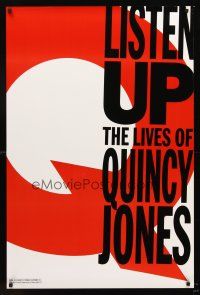 3y540 LISTEN UP: THE LIVES OF QUINCY JONES teaser 1sh '90 documentary of the jazz legend!