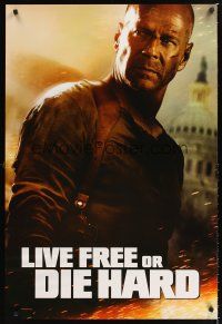 3y543 LIVE FREE OR DIE HARD teaser 1sh '07 Bruce Willis by the U.S. capitol building!