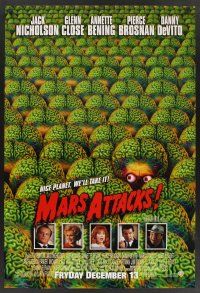 3y567 MARS ATTACKS! advance 1sh '96 directed by Tim Burton, great image of many alien brains!