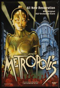 3y577 METROPOLIS DS 1sh R02 Fritz Lang classic, great art of female robot & city!