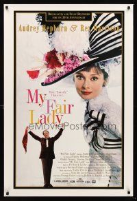 3y603 MY FAIR LADY 1sh R94 classic image of Audrey Hepburn & Rex Harrison!