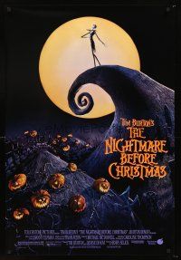 3y616 NIGHTMARE BEFORE CHRISTMAS DS 1sh '93 Tim Burton, Disney, great Halloween horror image!