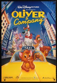 3y623 OLIVER & COMPANY DS 1sh R96 great image of Walt Disney cats & dogs in New York City!