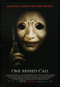 3y627 ONE MISSED CALL advance DS 1sh '08 Eric Valette, very disturbing image!