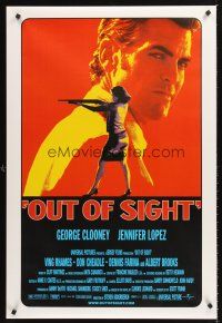 3y628 OUT OF SIGHT DS 1sh '98 Steven Soderbergh, cool image of George Clooney, Jennifer Lopez!