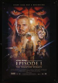 3y641 PHANTOM MENACE style B DS 1sh '99 George Lucas, Star Wars Episode I, art by Drew Struzan!