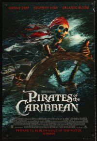 3y649 PIRATES OF THE CARIBBEAN advance DS 1sh '03 Curse of the Black Pearl, skeleton at the wheel!