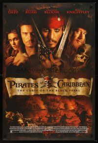 3y650 PIRATES OF THE CARIBBEAN advance DS 1sh '03 Geoffrey Rush, Knightley, Johnny Depp & cast!