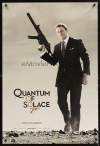 3y672 QUANTUM OF SOLACE teaser DS 1sh '08 Daniel Craig as Bond with H&K submachine gun!