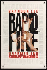 3y680 RAPID FIRE 1sh '92 Powers Boothe, Nick Mancuso, great image of Brandon Lee!