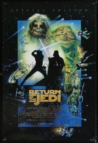 3y690 RETURN OF THE JEDI style D advance 1sh R97 George Lucas classic, Drew Struzan art!