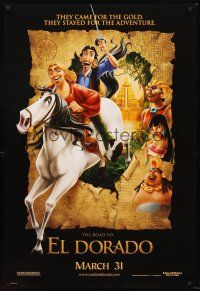 3y698 ROAD TO EL DORADO advance DS 1sh '00 Dreamworks cartoon, explorers at the city of gold!
