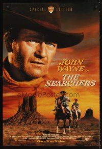 3y723 SEARCHERS video 1sh R98 great close-up of John Wayne in Monument Valley, John Ford!