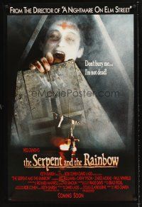 3y729 SERPENT & THE RAINBOW advance 1sh '88 directed by Wes Craven, don't bury me, I'm not dead!
