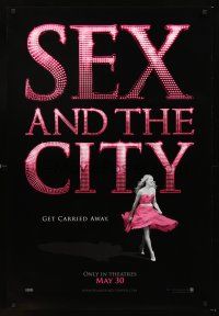 3y732 SEX & THE CITY teaser DS 1sh '08 image of Sarah Jessica Parker in pink dress!