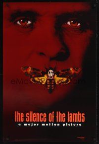 3y746 SILENCE OF THE LAMBS style B teaser DS 1sh '90 great image of Anthony Hopkins with moth!