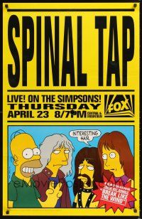3y767 SPINAL TAP LIVE! ON THE SIMPSONS! TV 1sh '92 parody art of Homer & band by Matt Groening!