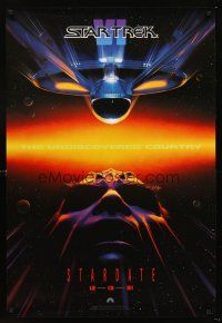 3y780 STAR TREK VI teaser 1sh '91 William Shatner, Leonard Nimoy, cool sci-fi image!